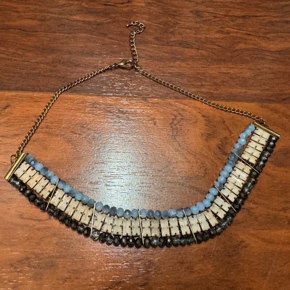 Anthropologie Jewelry - Anthropologie Blue and Black Beaded Necklace